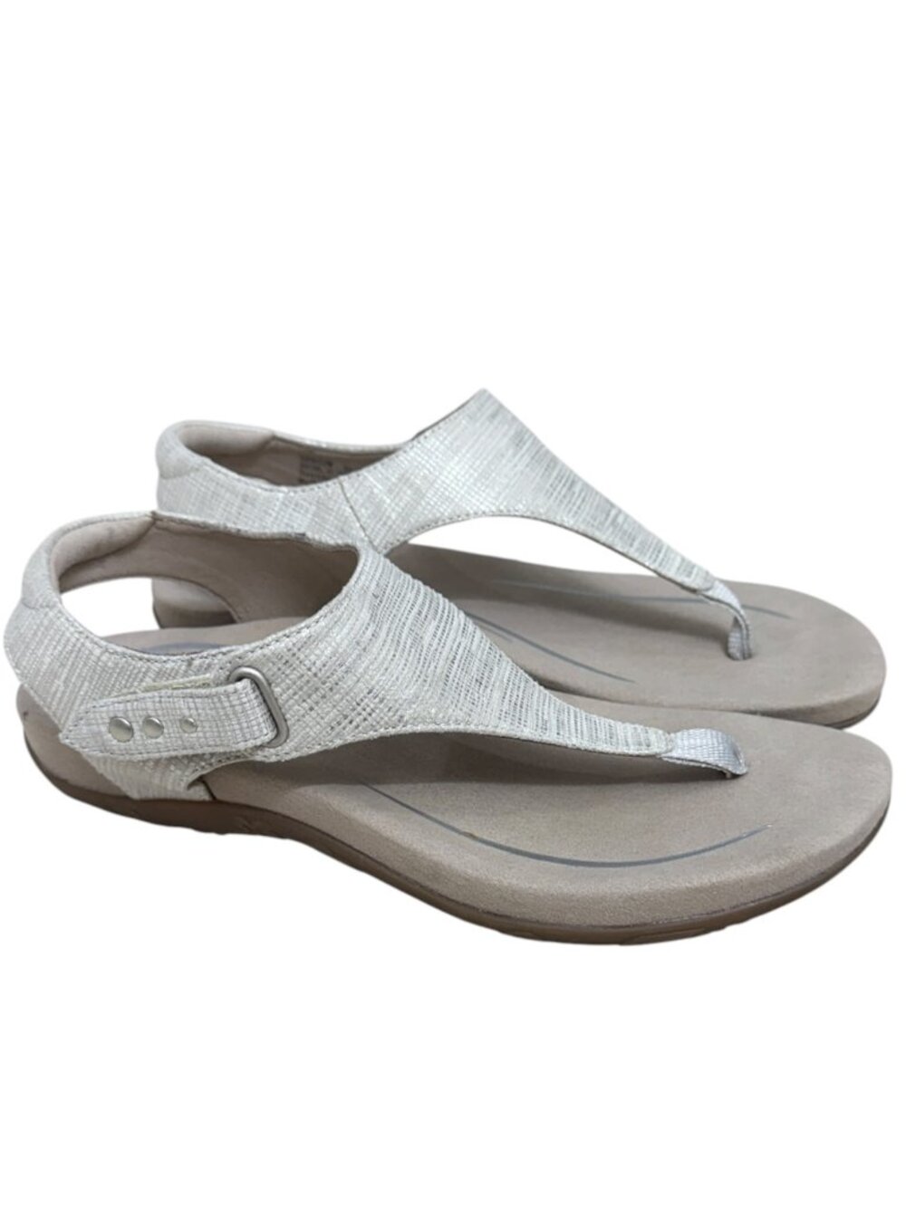 Aetrex Ellie Women's Thong Sandals Grey Textured Synthetic Size US 6